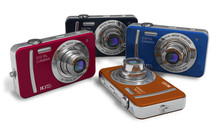 Set Of Color Compact Digital Cameras