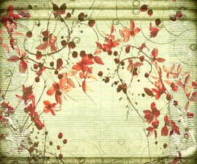 Wall Mural - Antique Flower on Bamboo Background