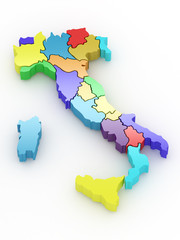  Three-dimensional map of Italy. 3d