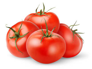 Fototapete - Isolated tomato. Pile of whole fresh tomatoes isolated on white background