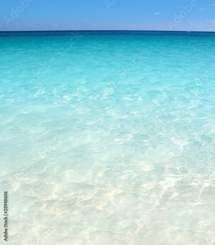 Fototapeta na wymiar Caribbean turquoise sea beach shore white sand