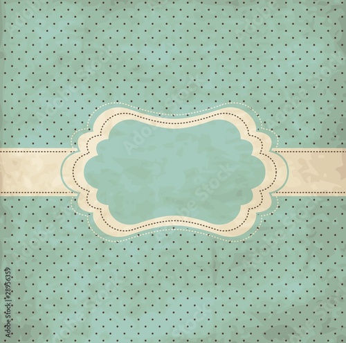 Plakat na papierze fotorealistycznym Projekt polka dot, niebieska ramka vintage