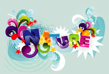 Wall Mural - nature 3d texto en vector