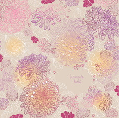 Fototapete - greeting-card with chrysanthemums