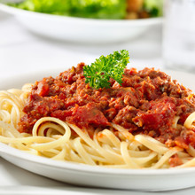 Spaghetti Pasta With Tomato Beef Sauce