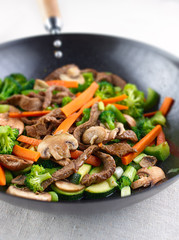 Wall Mural - colorful stirfry in a wok