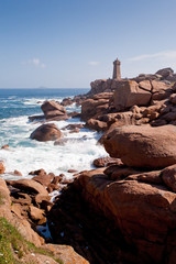 Poster - rose lighthouse on Pink Granite Coast in France