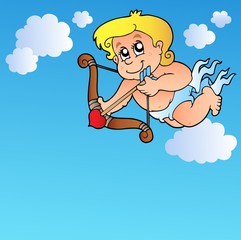 Poster - Valentine Cupid with bow and clouds