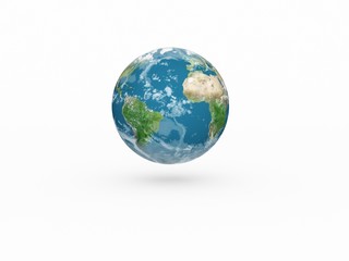 earth model on white background with shadow