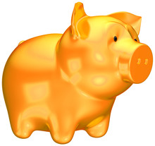 Savings And Money: Golden Piggy Bank