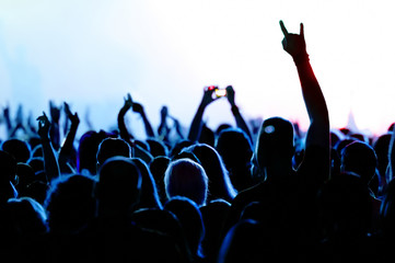 silhouettes of concert crowd