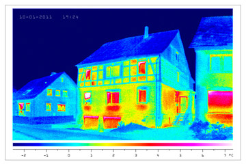 Wall Mural - thermal imaging of old houses in a village