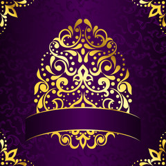 Wall Mural - Elegant square easter frame in purple and gold