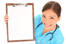 Nurse / Doctor Showing Blank Clipboard Sign