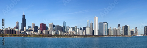 Board z aluminiowym obramowaniem Chicago - panoramiczny widok z jeziora Michigan