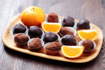 Wall Mural - chocolate and orange pralines