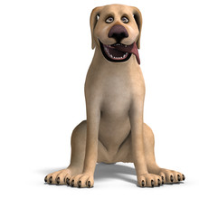 Very Funny Cartoon Dog Is A Little Bit Nuts. 3D Rendering With