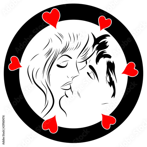 Obraz w ramie couple baiser amour saint valentin