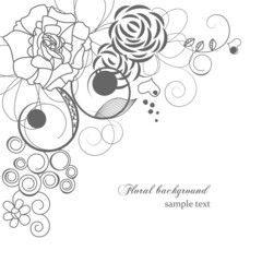 Fototapete - Monochrome floral background