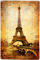 Wall Mural - Eiffel tower - retro picture