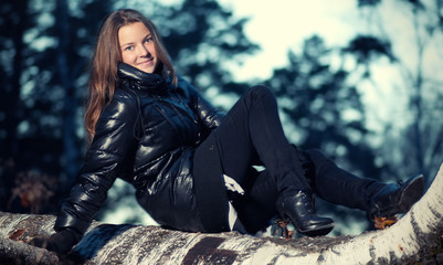 Woman in casual wear over nature