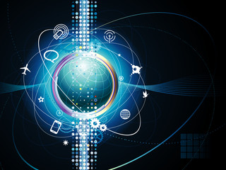 Poster - Technology background of Global communication connection.