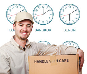 Wall Mural - time zone delivery man