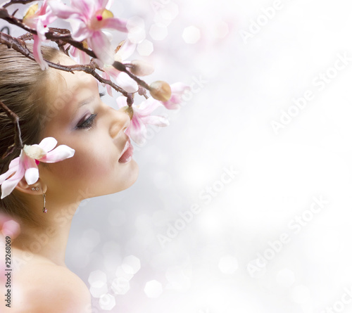 Fototapeta do kuchni Beautiful Girl with flower