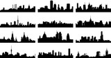 Fototapeta Miasto - A collage of twelve different European city silhouettes