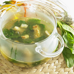 spinach soup with white fish