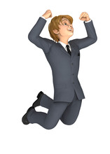 Businessman Cartoon In Happy Jump