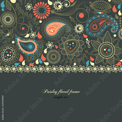 Tapeta ścienna Paisley kwiatowy ramki