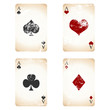 Grunge playing cards over white square background