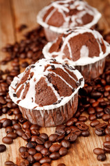 Wall Mural - chocolate muffins with coffee