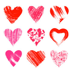 Aufkleber - Set of nine artistic hearts