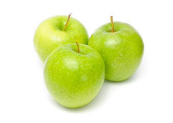 Wall Mural - Green Granny Smith Apples Isolated on White Background