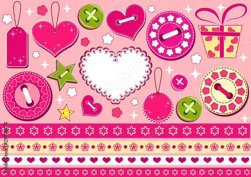 Obraz na płótnie canvas Walentynkowa kolekcja do scrapbookingu.