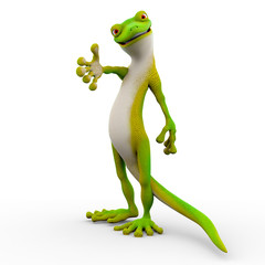 gecko cartoon helping hand