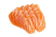 Slices of raw salmon used in sashimi isolated on white