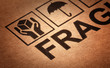fine image close up of fragile symbol on cardboard