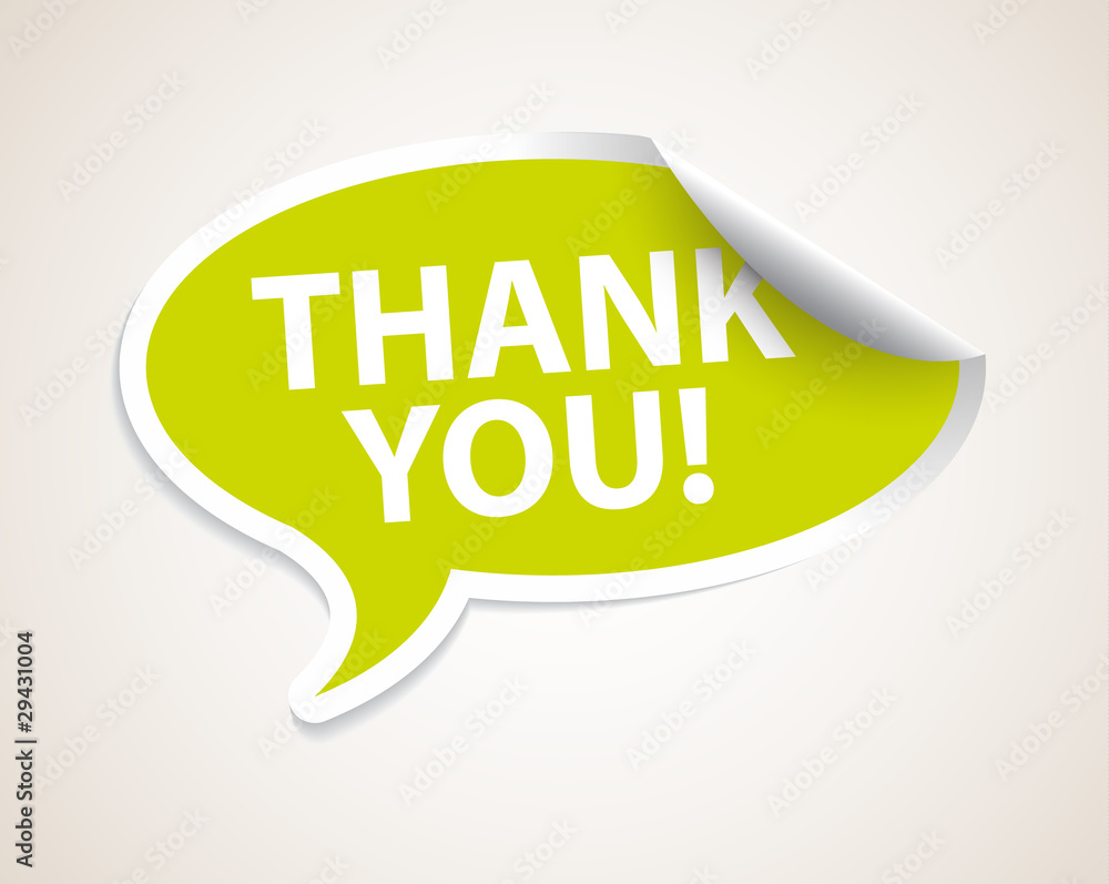 Thank you speech bubble as sticker / label Stock Vector | Adobe Stock