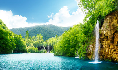 Canvas Print - waterfall in deep forest