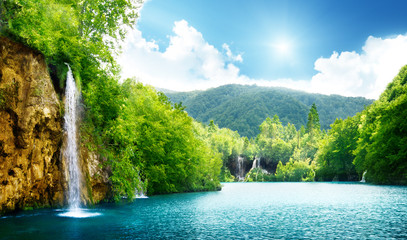 Canvas Print - waterfall in deep forest