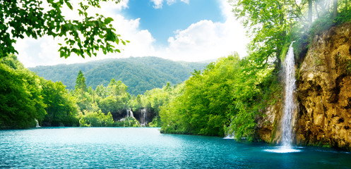 Canvas Print - waterfall in deep forest