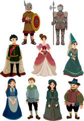 Wall Mural - cartoon Medieval people icon