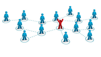 Wall Mural - business network with one person connected to the rest