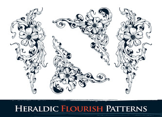 Wall Mural - Set of heraldic flourish  patterns