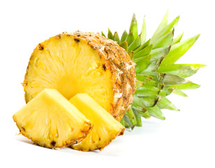 Fresh slice pineapple on white background