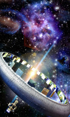 Wall Mural - spaceship alien world ringworld