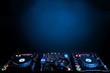 DJ turntables and electronic mixer